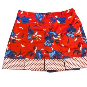 Izod golf skirt blue pansies red white polka dot sz12 side zip red shorts